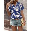 imageSweatyRocks Womens Floral Print V Neck Shirts Short Sleeve Casual Blouse TopsBlue