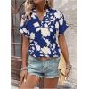 imageSweatyRocks Womens Floral Print V Neck Shirts Short Sleeve Casual Blouse TopsBlue
