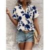 imageSweatyRocks Womens Floral Print V Neck Shirts Short Sleeve Casual Blouse TopsBlue and White