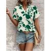imageSweatyRocks Womens Floral Print V Neck Shirts Short Sleeve Casual Blouse TopsGreen