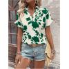 imageSweatyRocks Womens Floral Print V Neck Shirts Short Sleeve Casual Blouse TopsGreen