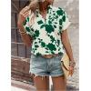 imageSweatyRocks Womens Floral Print V Neck Shirts Short Sleeve Casual Blouse TopsGreen