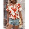 imageSweatyRocks Womens Floral Print V Neck Shirts Short Sleeve Casual Blouse TopsRed and White