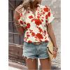 imageSweatyRocks Womens Floral Print V Neck Shirts Short Sleeve Casual Blouse TopsRed and White
