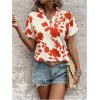 imageSweatyRocks Womens Floral Print V Neck Shirts Short Sleeve Casual Blouse TopsRed and White