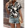imageSweatyRocks Womens Floral Print V Neck Shirts Short Sleeve Casual Blouse TopsWhite and Black