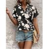 imageSweatyRocks Womens Floral Print V Neck Shirts Short Sleeve Casual Blouse TopsWhite and Black