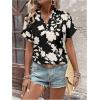 imageSweatyRocks Womens Floral Print V Neck Shirts Short Sleeve Casual Blouse TopsWhite and Black