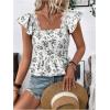 imageSweatyRocks Womens Floral Printed Lace Blouses Tie Back Ruffle Sleeve Square Neck Peplum TopsBlack and White