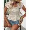 imageSweatyRocks Womens Floral Printed Lace Blouses Tie Back Ruffle Sleeve Square Neck Peplum TopsMulticolor