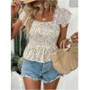 imageSweatyRocks Womens Floral Printed Lace Blouses Tie Back Ruffle Sleeve Square Neck Peplum TopsMulticolor