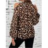 imageSweatyRocks Womens Long Sleeve Mock Neck Cold Shoulder Leopard Print Sheer Blouses TopsBrown
