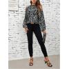 imageSweatyRocks Womens Long Sleeve Mock Neck Cold Shoulder Leopard Print Sheer Blouses TopsGrey