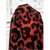 imageSweatyRocks Womens Long Sleeve Mock Neck Cold Shoulder Leopard Print Sheer Blouses TopsRed