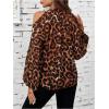 imageSweatyRocks Womens Long Sleeve Mock Neck Cold Shoulder Leopard Print Sheer Blouses TopsRust Brown