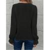imageSweatyRocks Womens Long Sleeve Shirts Dressy Casual Lace Trim V Neck Tops for WorkBlack