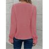 imageSweatyRocks Womens Long Sleeve Shirts Dressy Casual Lace Trim V Neck Tops for WorkPink