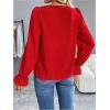 imageSweatyRocks Womens Long Sleeve Shirts Dressy Casual Lace Trim V Neck Tops for WorkRed