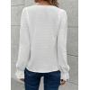 imageSweatyRocks Womens Long Sleeve Shirts Dressy Casual Lace Trim V Neck Tops for WorkWhite