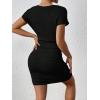 imageSweatyRocks Womens Ruched Side Bodycon Dress V Neck Short Sleeve T Shirt Short Mini DressBlack