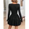 imageSweatyRocks Womens Square Neck Long Sleeve A Line Mini Ruffle Bubble DressesBlack