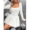 imageSweatyRocks Womens Square Neck Long Sleeve A Line Mini Ruffle Bubble DressesWhite