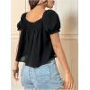 imageSweatyRocks Womens Square Neck Puff Short Sleeve Blouse Shirred Flare Hem Loose Peplum Shirt TopsBlack