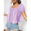 imageSweatyRocks Womens Square Neck Puff Short Sleeve Blouse Shirred Flare Hem Loose Peplum Shirt TopsPurple