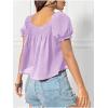 imageSweatyRocks Womens Square Neck Puff Short Sleeve Blouse Shirred Flare Hem Loose Peplum Shirt TopsPurple
