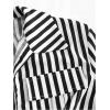 imageSweatyRocks Womens Striped Print Short Sleeve Blouse Collar V Neck Crop Shirt Tops with Flap Pocket Black and White Small