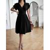 imageSweatyRocks Womens Wrap V Neck Short Sleeve Midi Dress Elegant Ruffle High Waist A Line DressesBlack