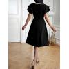 imageSweatyRocks Womens Wrap V Neck Short Sleeve Midi Dress Elegant Ruffle High Waist A Line DressesBlack