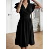 imageSweatyRocks Womens Wrap V Neck Short Sleeve Midi Dress Elegant Ruffle High Waist A Line DressesBlack