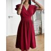 imageSweatyRocks Womens Wrap V Neck Short Sleeve Midi Dress Elegant Ruffle High Waist A Line DressesBurgundy
