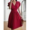 imageSweatyRocks Womens Wrap V Neck Short Sleeve Midi Dress Elegant Ruffle High Waist A Line DressesBurgundy