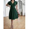 imageSweatyRocks Womens Wrap V Neck Short Sleeve Midi Dress Elegant Ruffle High Waist A Line DressesDark Green