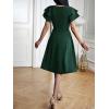 imageSweatyRocks Womens Wrap V Neck Short Sleeve Midi Dress Elegant Ruffle High Waist A Line DressesDark Green