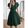 imageSweatyRocks Womens Wrap V Neck Short Sleeve Midi Dress Elegant Ruffle High Waist A Line DressesDark Green