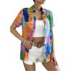 imageSweatyRocks Womens Boho Sheer Floral Print Short Sleeve Button Down Blouse Shirt TopsMulticolor