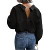 imageSweatyRocks Womens Cut Out Back Button Down Collared Blouses Long Sleeve Shirt TopsBlack