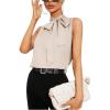 imageSweatyRocks Womens Elegant Sleeveless Stand Collar Tie Neck Blouse Tank TopApricot