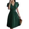 imageSweatyRocks Womens Wrap V Neck Short Sleeve Midi Dress Elegant Ruffle High Waist A Line DressesDark Green