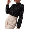 imageSweatyRocks Womens Dressy Bow Tie Neck Allover Print Shirt Frill Long Sleeve Top Casual Chiffon BlousesBlack