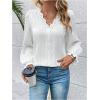imageSweatyRocks Womens Long Sleeve Lace Blouses Casual V Neck Work Shirts TopsWhite
