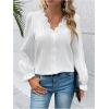 imageSweatyRocks Womens Long Sleeve Lace Blouses Casual V Neck Work Shirts TopsWhite