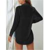 imageSweatyRocks Womens Long Sleeve See Through Button Down Shirt Slit Mesh Blouse TopBlack
