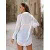 imageSweatyRocks Womens Long Sleeve See Through Button Down Shirt Slit Mesh Blouse TopWhite
