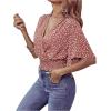 imageSweatyRocks Womens Short Butterfly Sleeve Ditsy Floral Wrap V Neck Shirred Blouse Crop TopDusty Pink