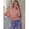 imageSweatyRocks Womens Short Butterfly Sleeve Ditsy Floral Wrap V Neck Shirred Blouse Crop TopDusty Pink