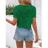imageSweatyRocks Womens Short Sleeve Cropped Blouse Crew Neck Hollow Out Eyelet TopsGreen
